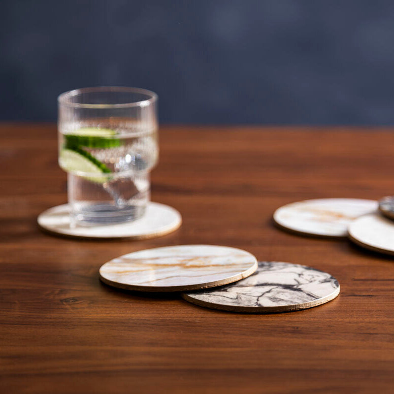 Mimo 6Pc Marble Effect Assorted Cork Coasters
