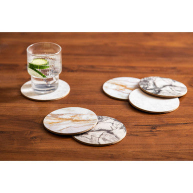 Mimo 6Pc Marble Effect Assorted Cork Coasters