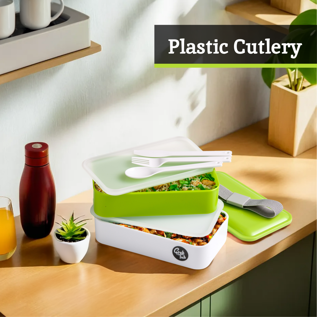 Grub Tub Green and White Stackable Lunch Box