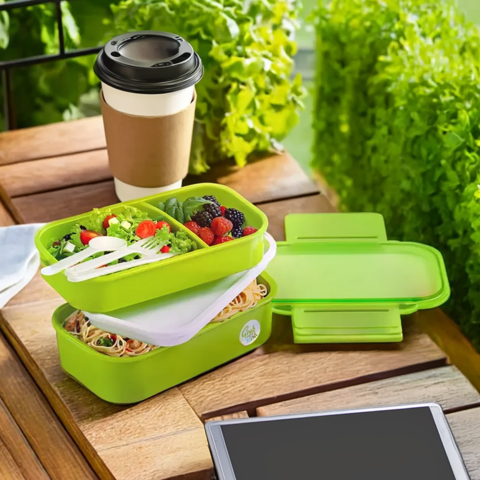 Grub Tub Green Lunch Box With Cutlery - image 2