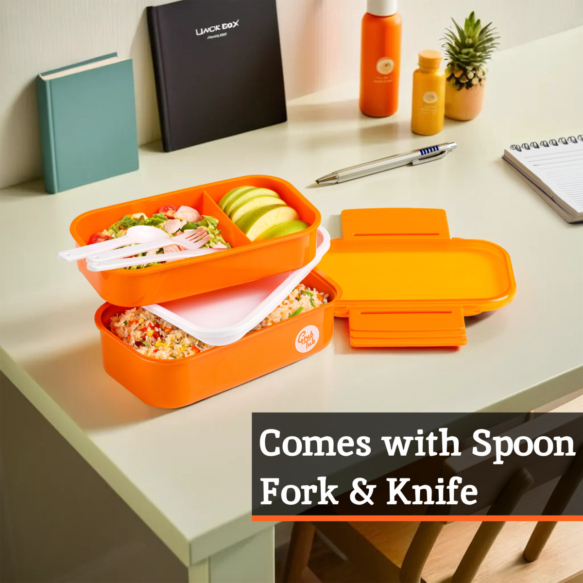 Grub Tub Orange 2 Tier Lunch Box - image 2