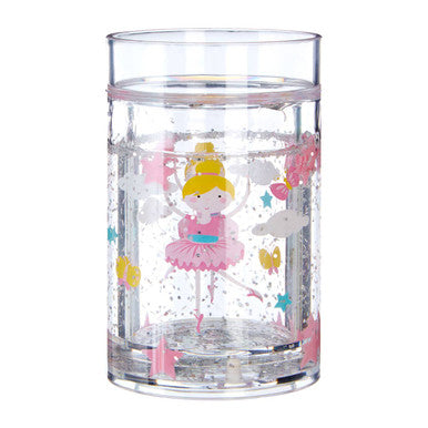 Clear glass with a ballerina design on a white background