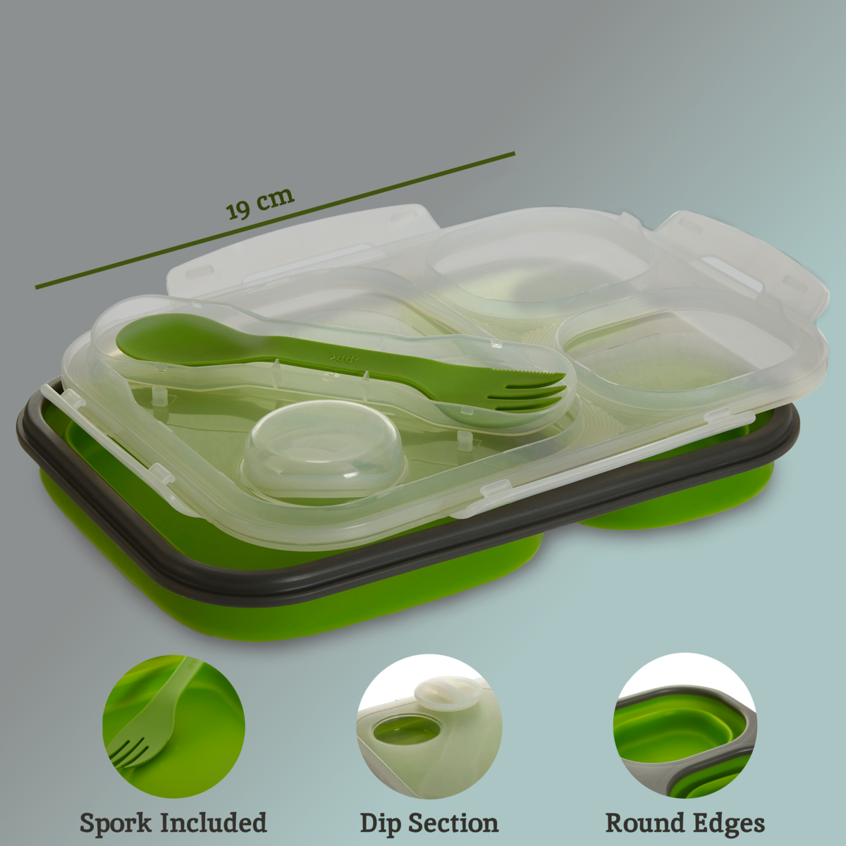 Grub Tub Green Collapsible Lunch Box With Spork - image 11