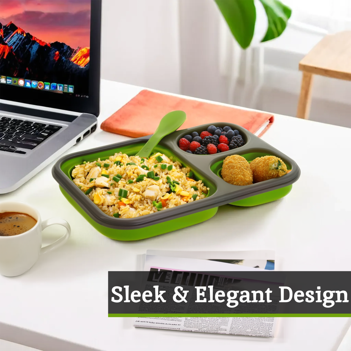 Grub Tub Green Collapsible Lunch Box With Spork - image 7