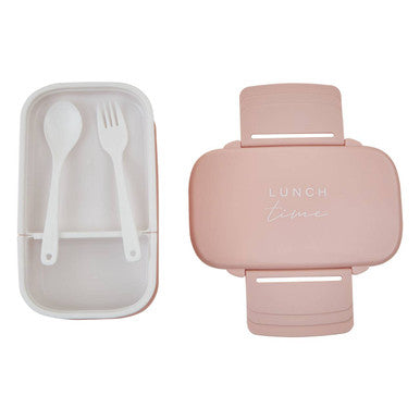 Grub Tub Light Pink Lunch Box With Cutlery