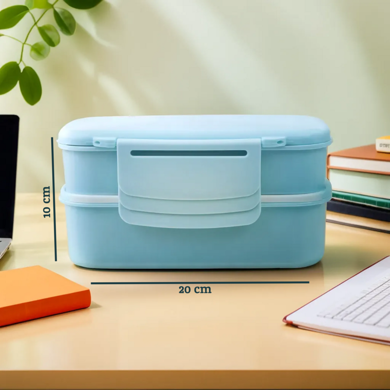 Grub Tub Light Blue Lunch Box With Cutlery