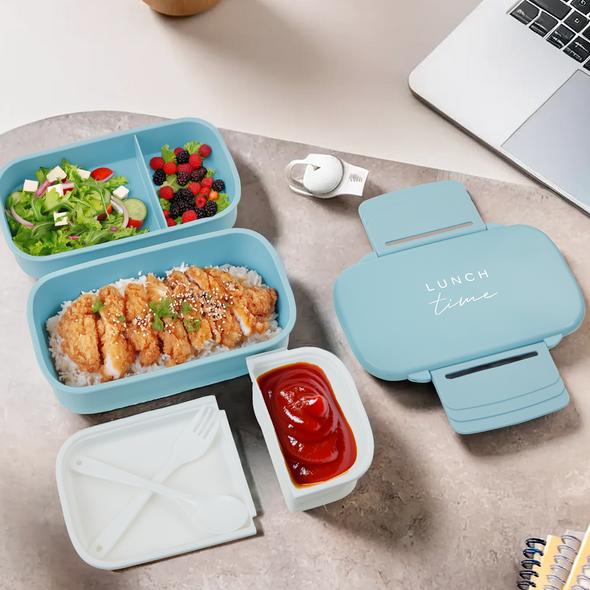 Grub Tub Light Blue Lunch Box With Cutlery - image 2