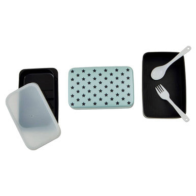 Grub Tub Light Blue Star Lunch Box With Cutlery