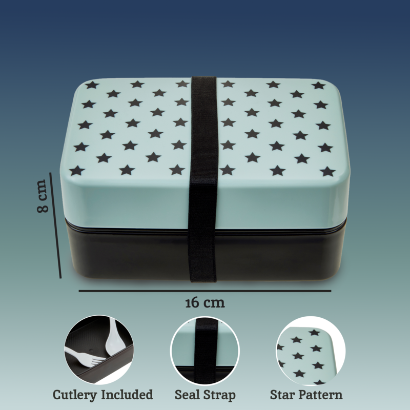 Grub Tub Light Blue Star Lunch Box With Cutlery - image 3