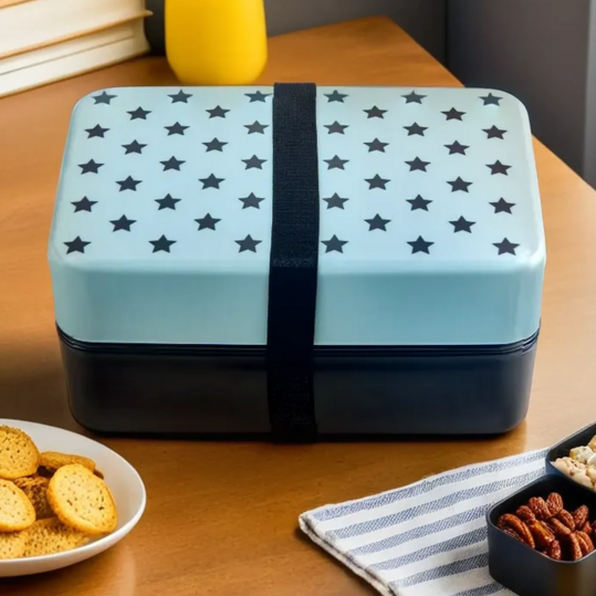 Grub Tub Light Blue Star Lunch Box With Cutlery - image 2