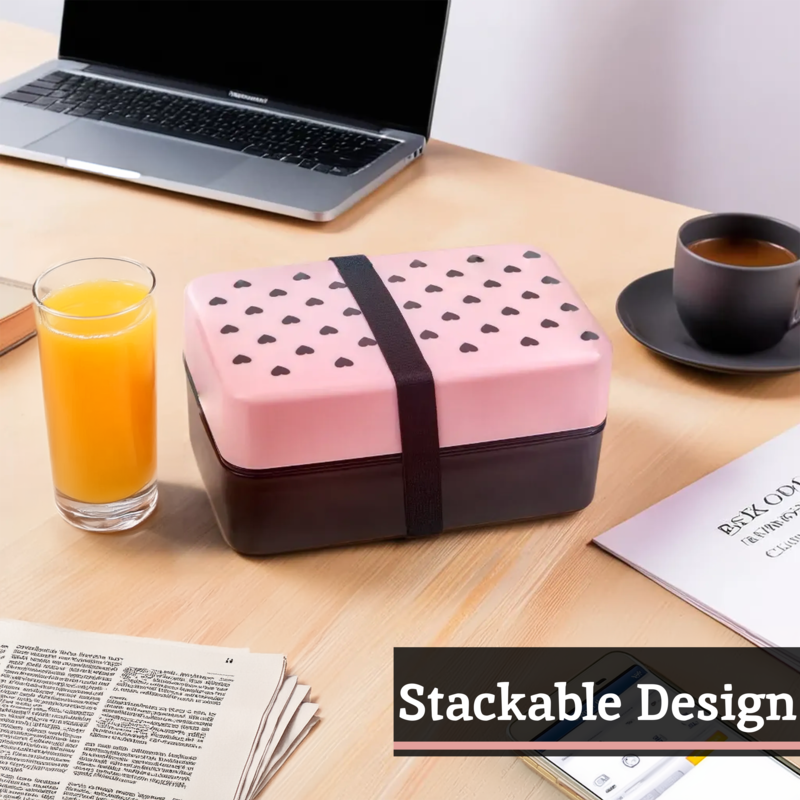 Grub Tub Light Pink Hearts Lunch Box With Cutlery