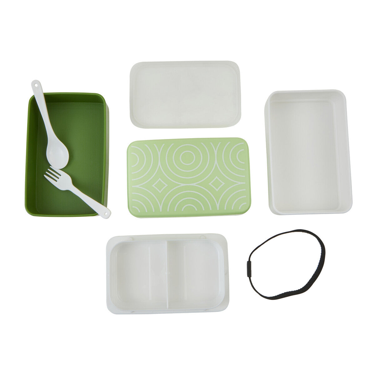 Grub Tub Three Compartment Green Lunch Box With Cutlery - Image 5