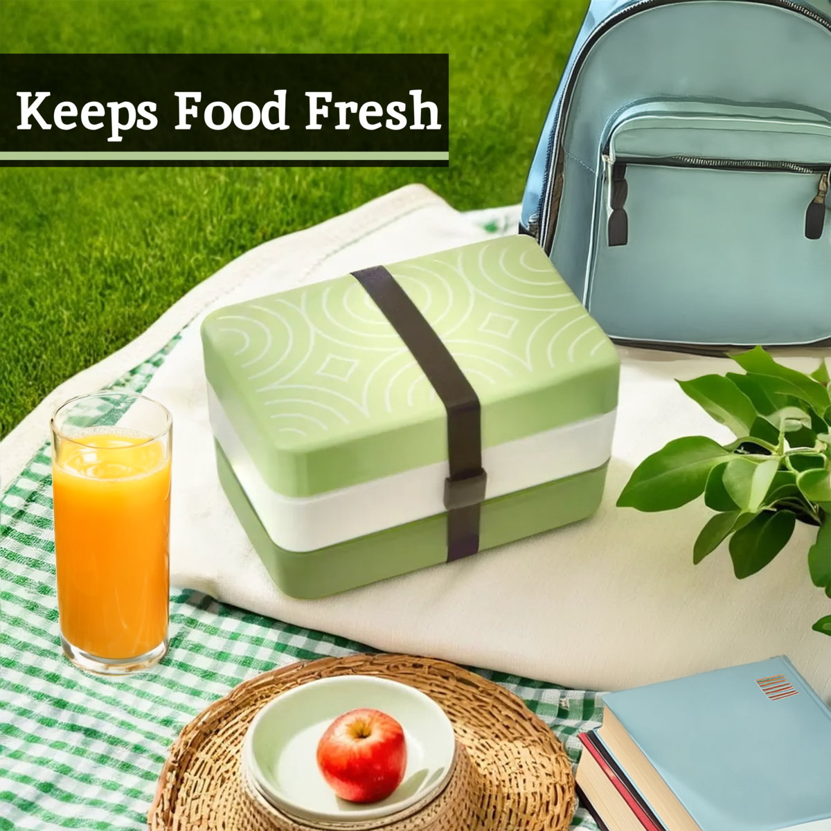 Grub Tub Three Compartment Green Lunch Box With Cutlery - Image 10