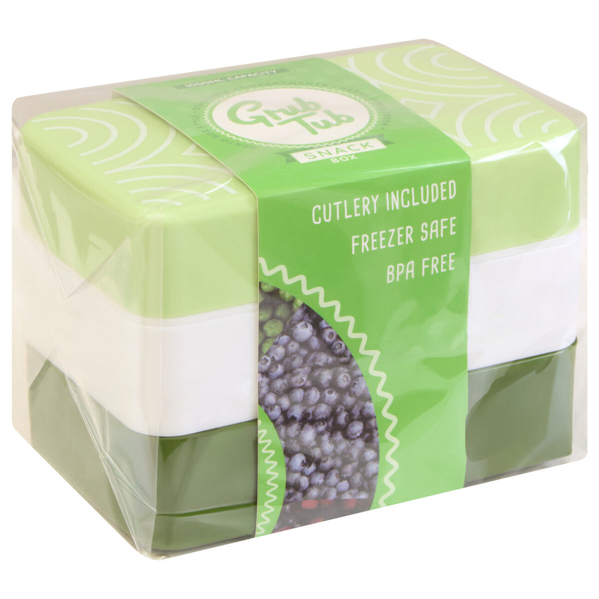 Grub Tub Three Compartment Green Lunch Box With Cutlery - Image 12