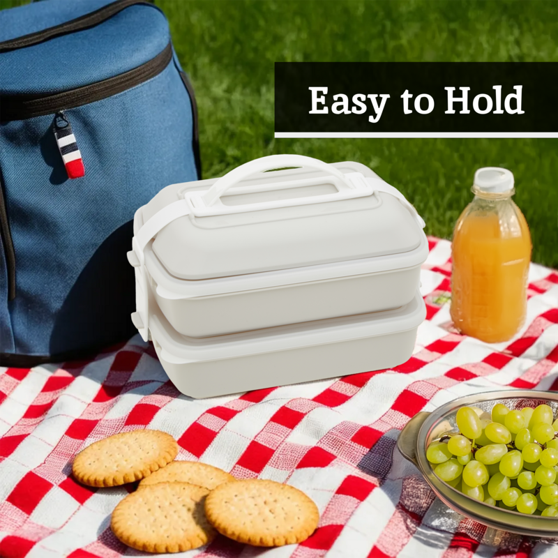 Grub Tub Warm Grey And White Lunch Box