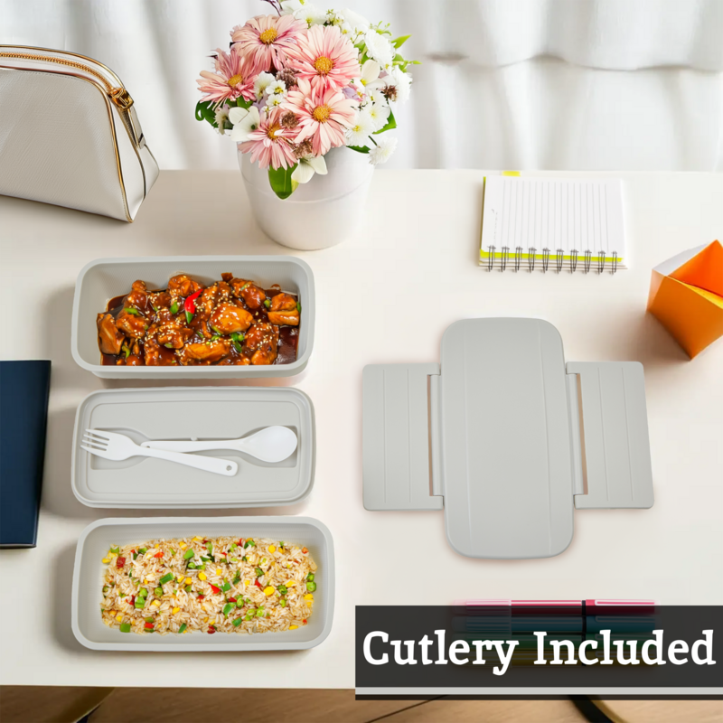 Grub Tub Grey Lunch Box With Cutlery