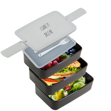 Grub Tub Black Lunch Box With Cutlery