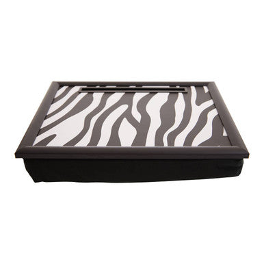 Square pet bed with zebra pattern on a white background