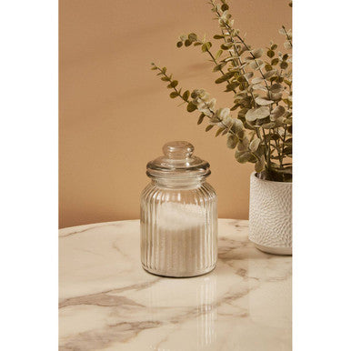 Ribbed Glass Storage Jar