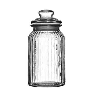 Ribbed Glass Storage Jar 1300Ml