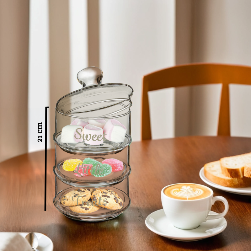 Olivia Stackable 3 Tier Glass Storage Jar - image 3