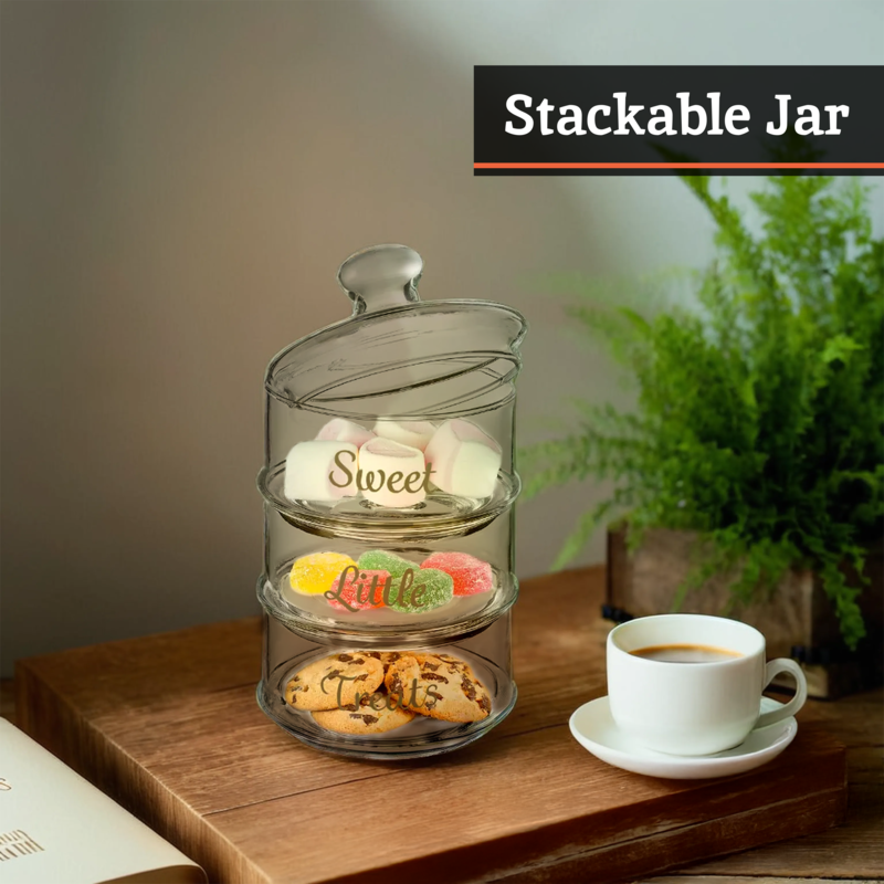 Olivia Stackable 3 Tier Glass Storage Jar