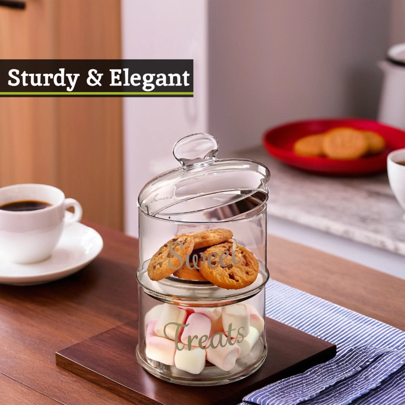 Olivia Stackable 2 Tier Glass Storage Jar