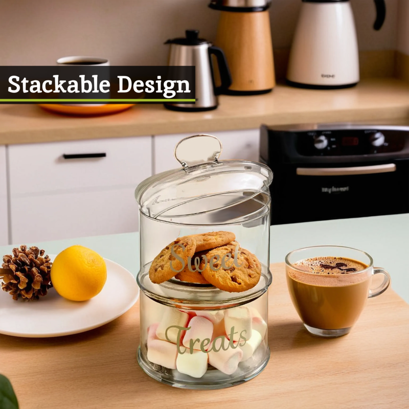 Olivia Stackable 2 Tier Glass Storage Jar - image 4
