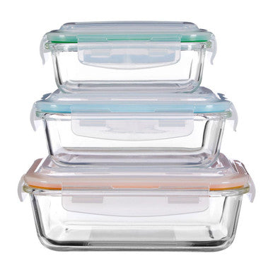Freska Set Of 3 Rectangular Glass Containers - image 1