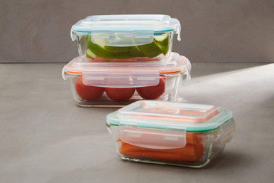 Freska Set Of 3 Rectangular Glass Containers