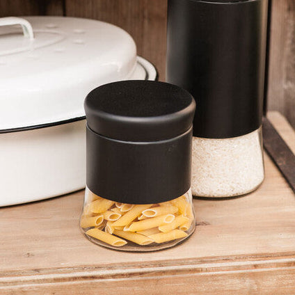 Luca Black Steel and Glass Storage Jar - 800ml - image 2