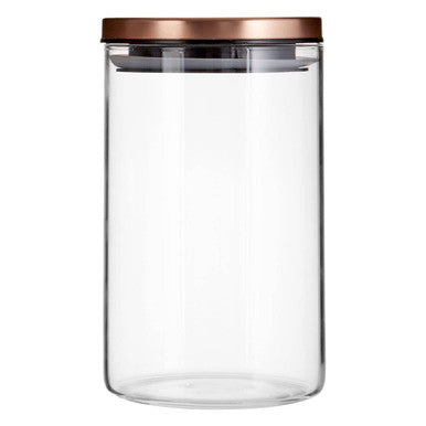 Freska Glass Storage Jar with Rose Gold Lid 950ml