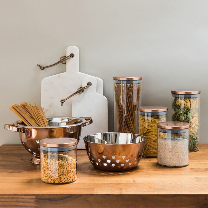 Freska Glass Storage Jar with Rose Gold Lid 1600ml