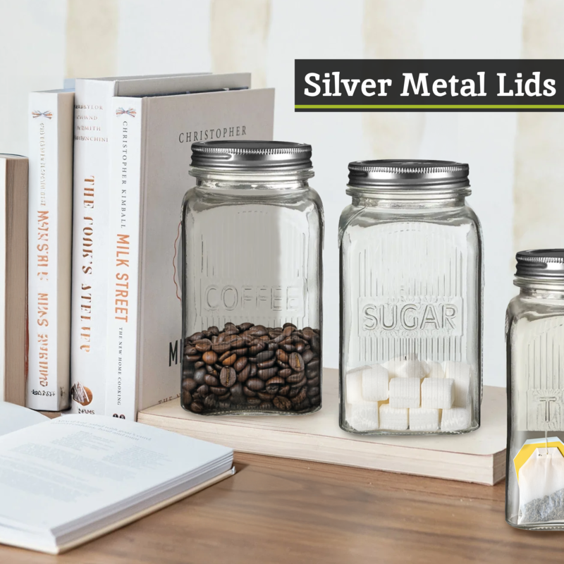 Luca Set Of Three Glass Jars With Silver Lids - image 4