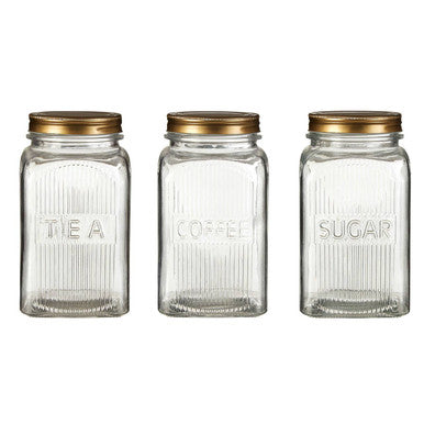 Luca Set Of Three Glass Jars With Gold Finish Lids - image 2