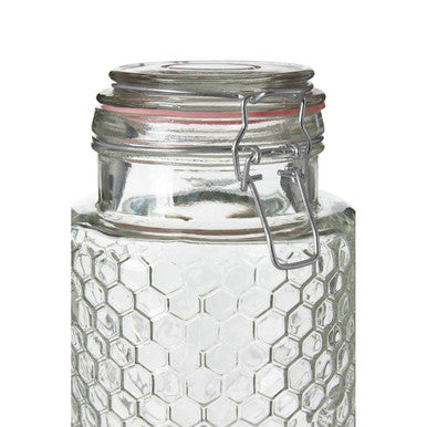 Apiary Textured Glass Jar with Pink Seal 1300ml