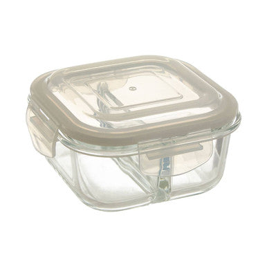 Freska 2 Section Square Glass Container With Lid 520 Ml