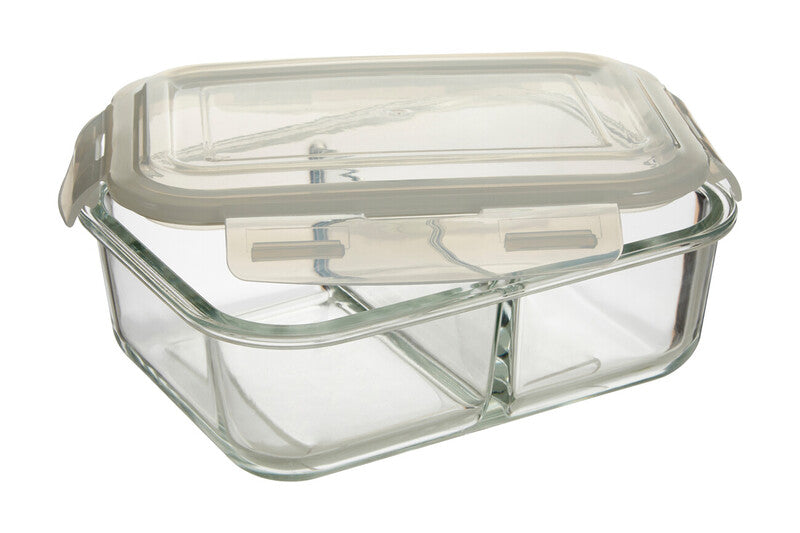 Freska 2 Section Rectangular Glass Container With Lid 1520 Ml