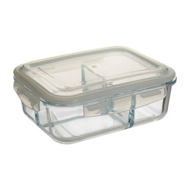 Freska 3 Section Rectangular Glass Container With Lid 1520 Ml