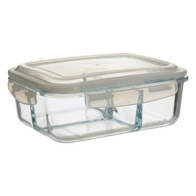 Freska 3 Section Rectangular Glass Container With Lid 1520 Ml