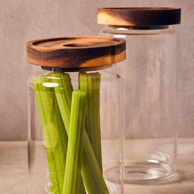 Freska Glass Storage Jar with Acacia Wood Lid 1000ml