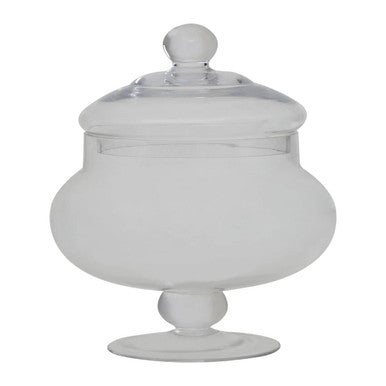 White decorative urn with a lid on a white background