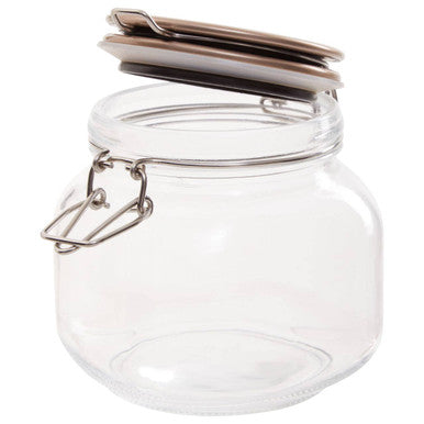Luca Square 800Ml Glass Jar With Champagne Lid