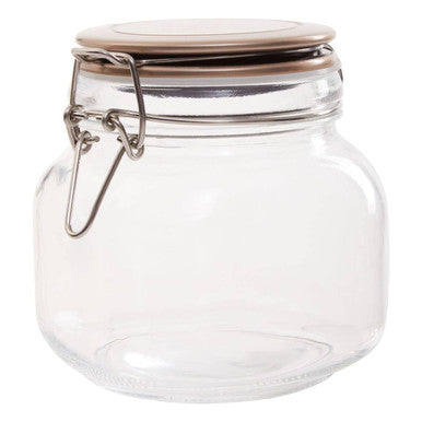 Luca Square 800Ml Glass Jar With Champagne Lid