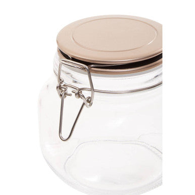 Luca Square 800Ml Glass Jar With Champagne Lid