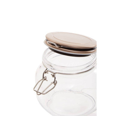 Luca Square 800Ml Glass Jar With Champagne Lid
