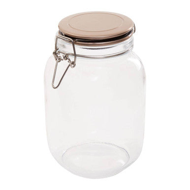 Luca Square 1550Ml Glass Jar With Champagne Lid