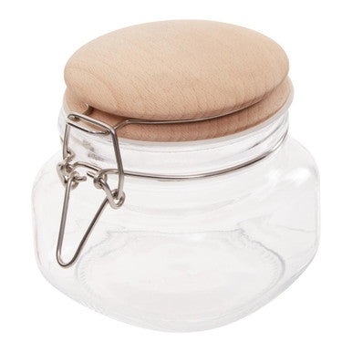 Luca Square 500Ml Glass Jar With Wooden Lid