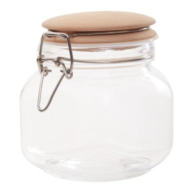 Luca Square 800Ml Glass Jar With Wooden Lid