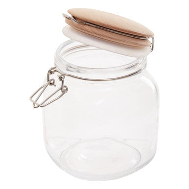 Luca Square 1050Ml Glass Jar With Wooden Lid - image 5